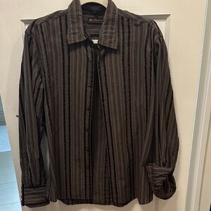 Ben Sherman chocolate brown Vertical Stripe Button-Down Shirt